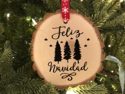 Wooden Christmas Feliz Navidad, Personalized Gift, Wood Slices, Spanish Gifts, Baby Shower Gift, José Feliciano,  Próspero año y felicidad