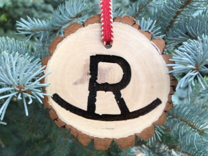 Cattle Brand Wooden Slice Christmas Ornament, Rocking R, Branding Iron, 2020, Covid, Cattle Brand, Free Personalization