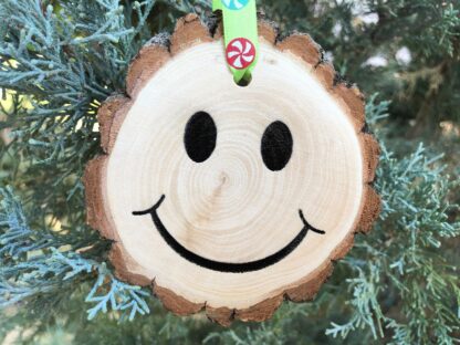 Smiley Face Wooden Christmas Ornament, Happy Face, 2021, Emoticon, Emoji, Social Distance, Virus, Quarantine, Covid-19, Free Personalization