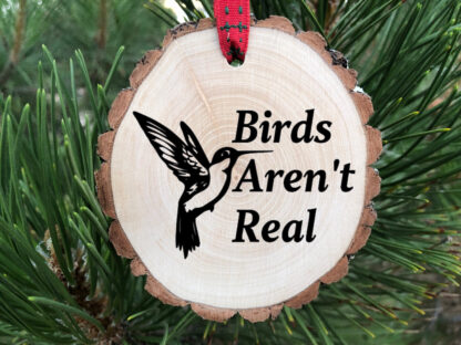 Bird's Aren't Real Wooden Christmas Ornament, Jeffrey Epstein, Funny Christmas, Gen Z Conspiracy Theory, 2021, Free Personalization