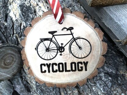 Cycology Bike Wooden Christmas Ornament, Send it, Psychology, Gift for Cyclist, Bicycle Art, Boyfriend Girlfriend Gift, Free Personalization