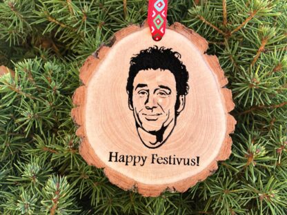 Happy Festivus Wooden Funny Christmas Ornament, For the Rest of Us, Seinfeld TV Show, Jerry, Cosmo Kramer, George, Free Personalization