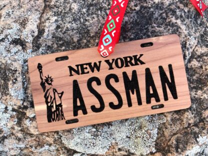Assman Funny Wooden Christmas Ornament, Cosmo Kramer, New York License Plate, Seinfeld TV Show, Jerry, George, Elaine, Free Personalization