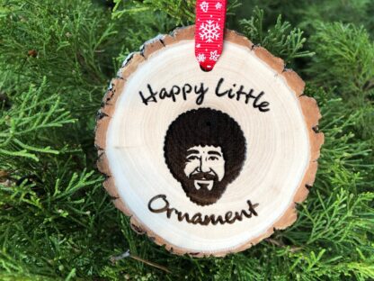 Bob Ross Wooden Slice Christmas Ornament, Happy Little Ornament, Accidents, Funny Ornament, Trees, Art Lover Christmas, Free Personalization