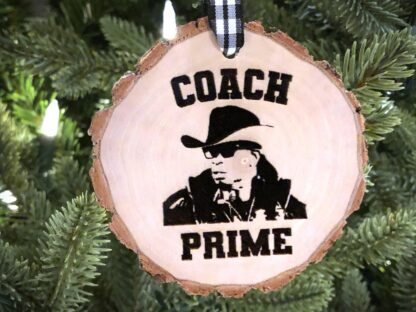 Coach Prime Wooden Christmas Ornament, Deion Sanders, Football, Prime Time, Neon Deion, Colorado Buffaloes, Laser Engraved, Personalization